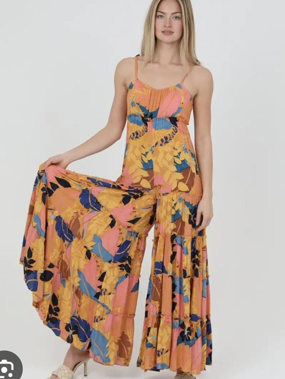 NWT Angie Floral Multi color Wide leg jumpsuit